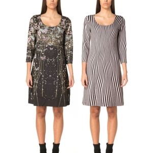 Animapop Italy reversible Dress "A" black and white squiggly stripes